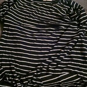 A black with white stripes shirt kids large